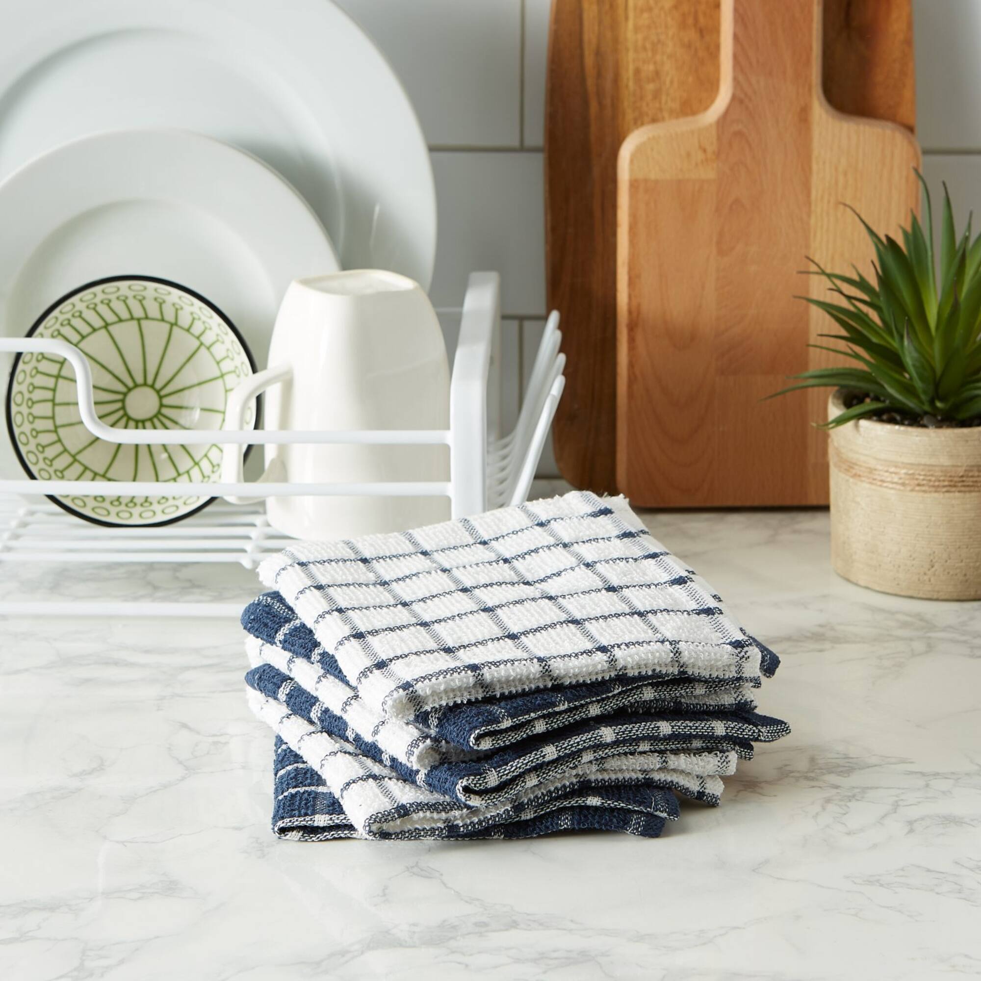 DII® Nautical Blue Combo Windowpane Dishcloths, 6ct.